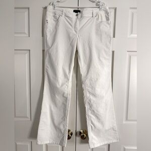 White House Black Market Cream Corduroy Boot Cut Pants Rhinestone Rivets Size 14